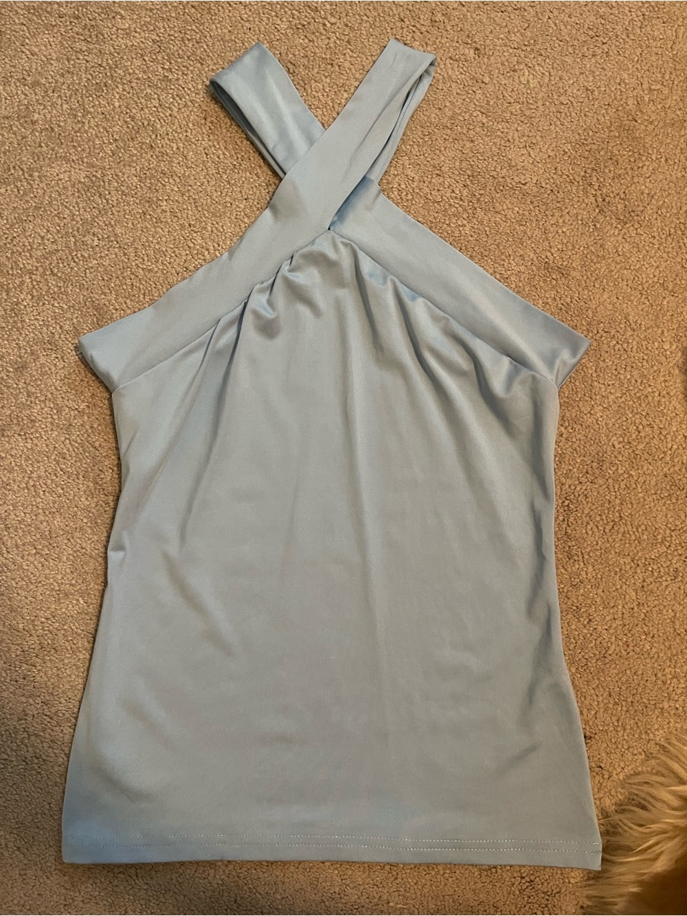Light Blue Crisscross Halter Tank